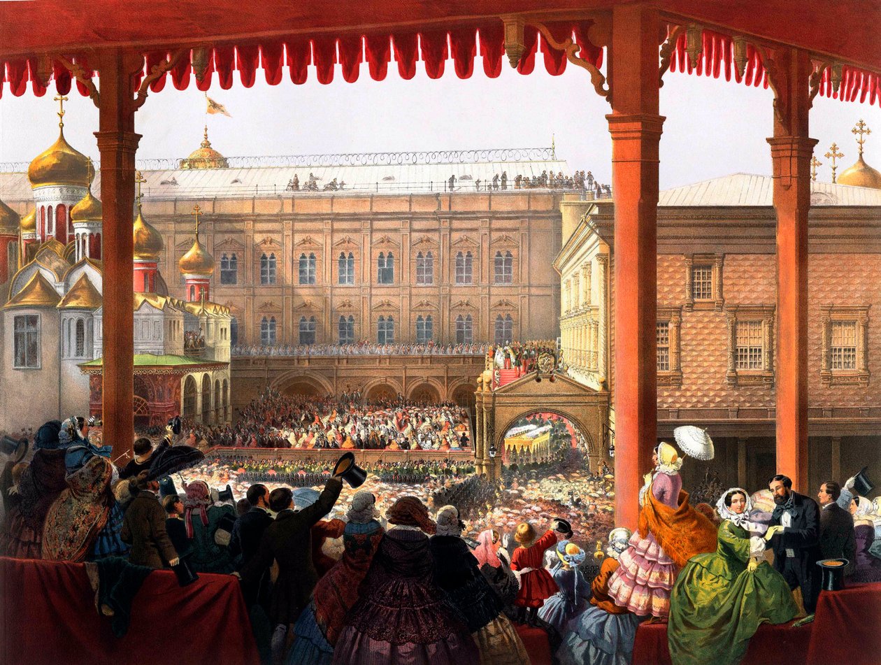 Die Krönung von Kaiser Alexander II. am 18.02.1855, Ansicht der Menge von Unknown artist