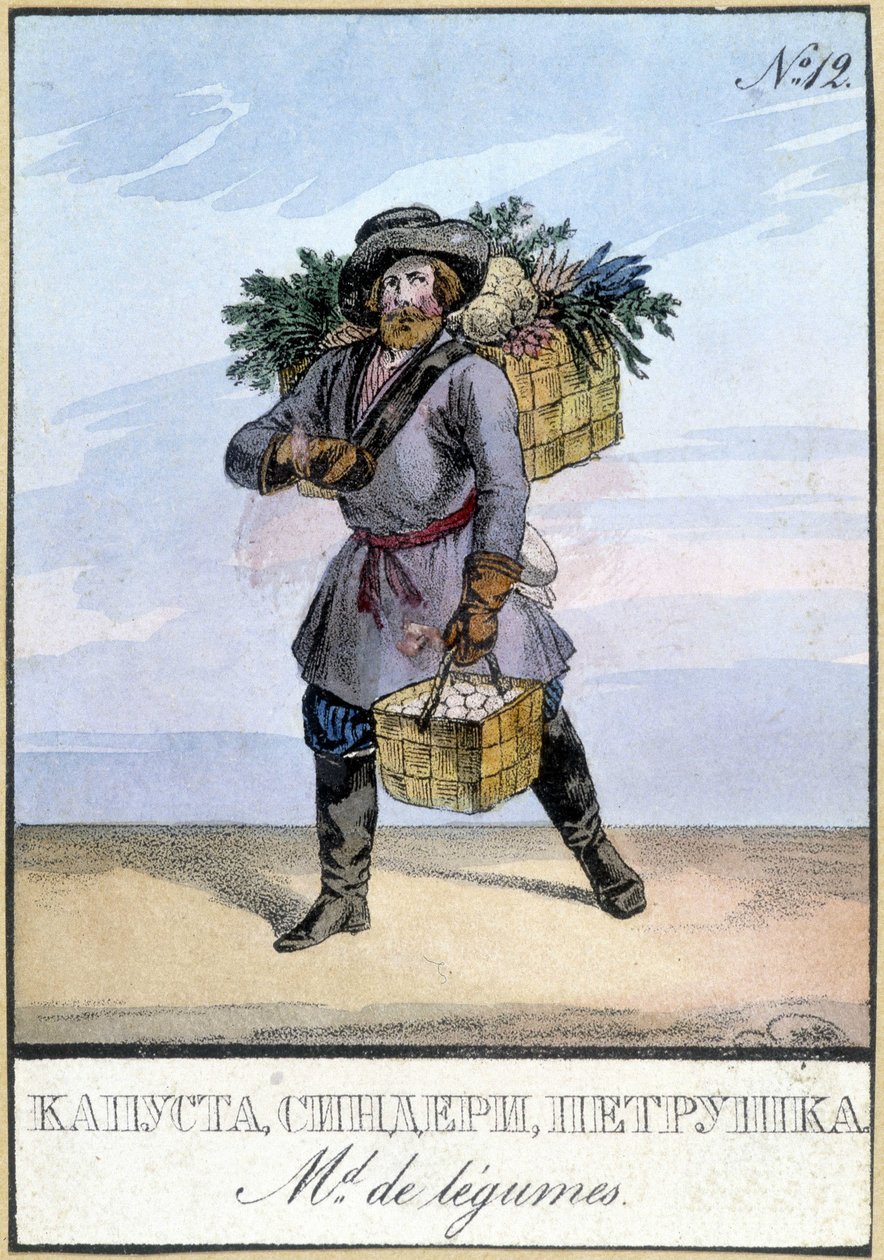 Gemüsehändler in Russland im 19. Jahrhundert von Unknown artist