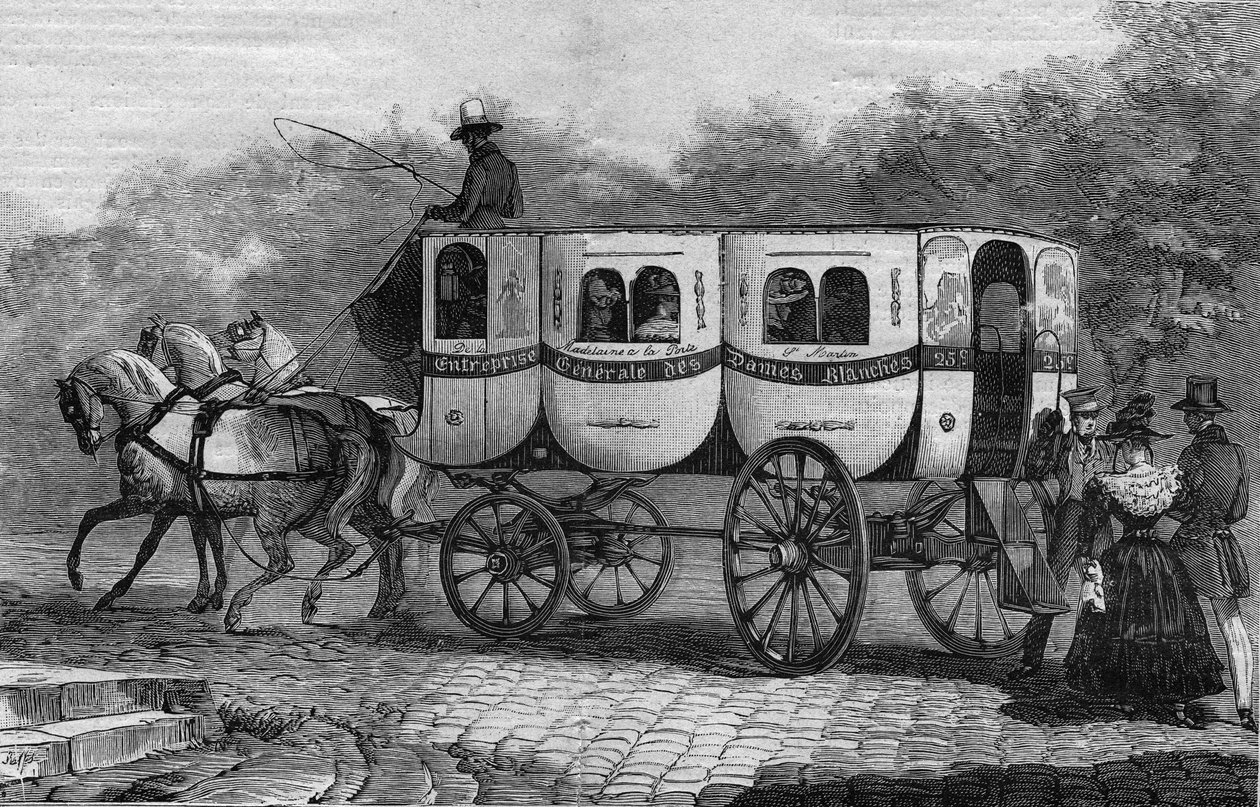 Die Omnibusse von Paris im 19. Jahrhundert: la dame blanche - Gravur von 1892 von Unknown artist