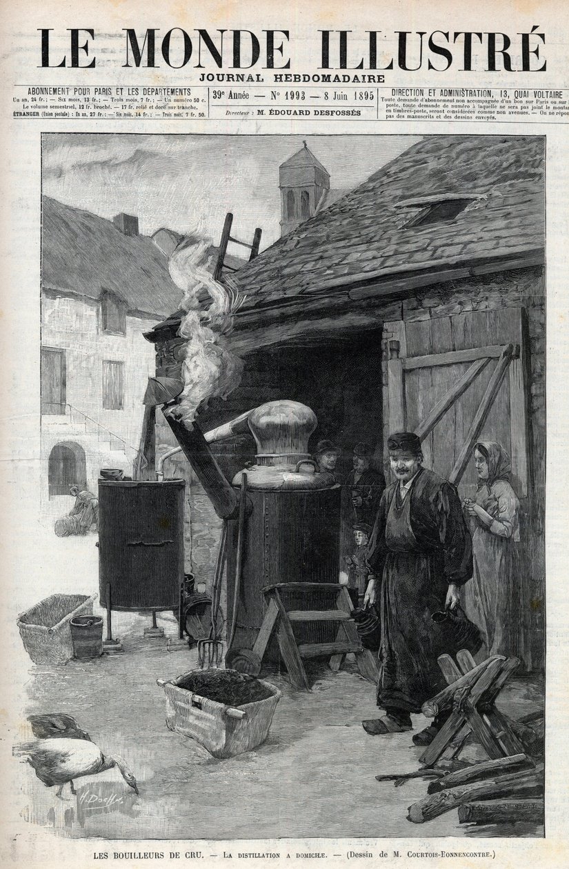 Die Hausbrenner - die Destillation zu Hause in Paris im Jahr 1895 - Gravur in „Le Monde Illustré“ Nr. 1993 von 1895 von Unknown artist