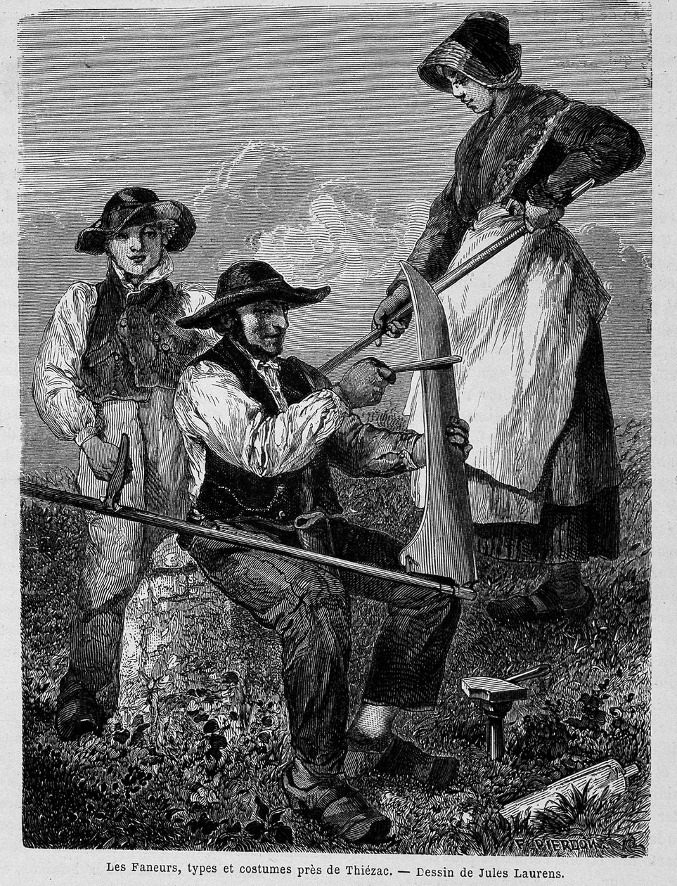 Die Heuarbeiter, Typen und Kostüme bei Thiézac, in der Auvergne - in „Le tour du monde“ von Unknown artist