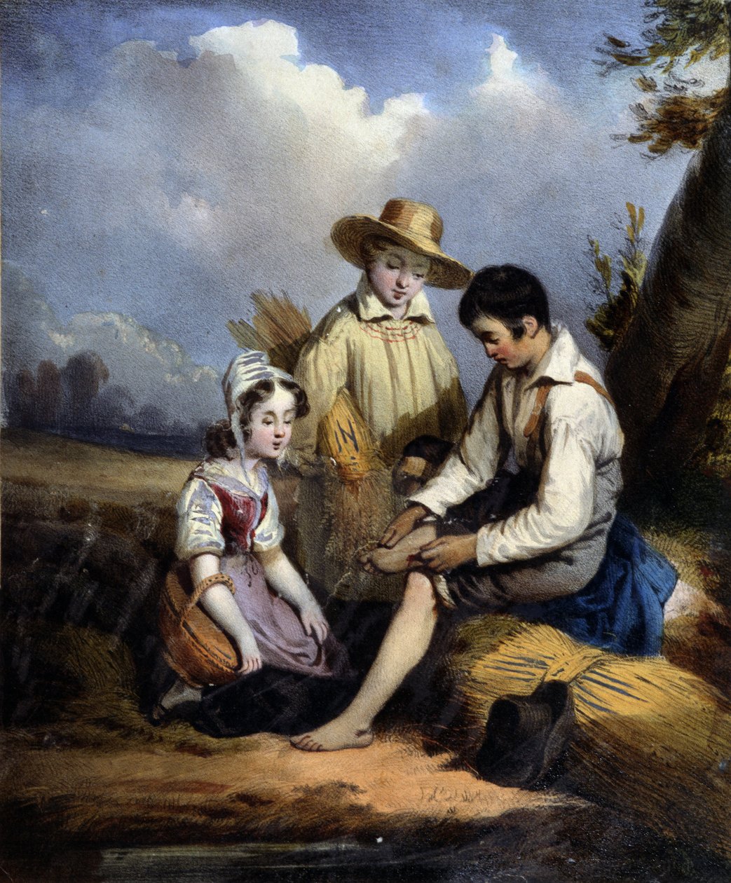Die kleinen Schnitter (einer am Fuß verletzt), ca. 1840 von Unknown artist