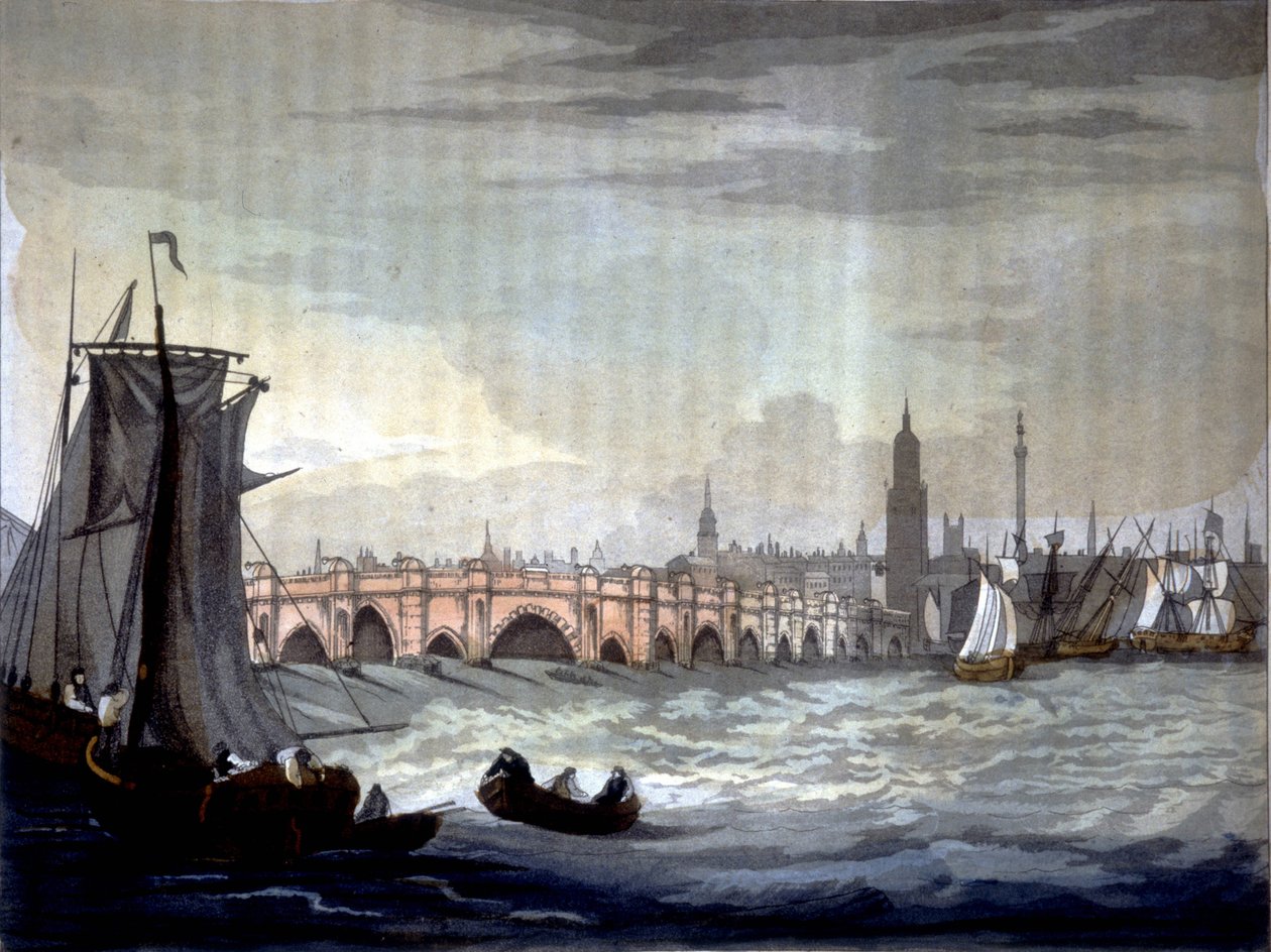 London Bridge und Southwark Cathedral, England. von Unknown artist