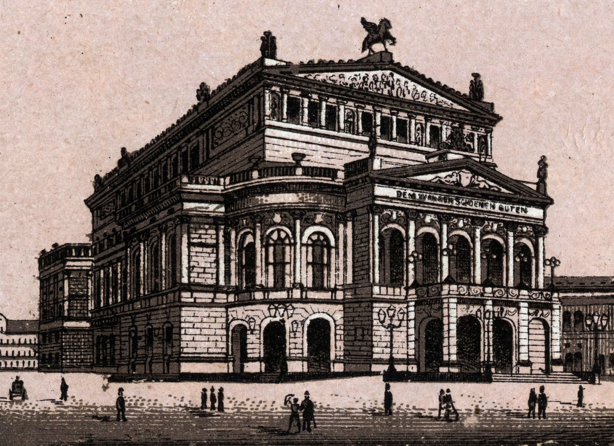 Die Oper (Opernhaus) in Frankfurt, Deutschland in „Die Welt illustriert 168 Ansichten“. Undatiert (spätes 19. Jahrhundert) von Unknown artist