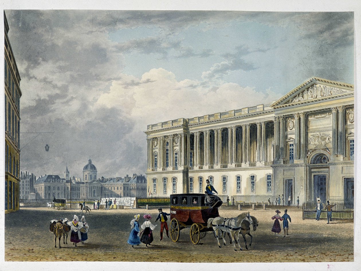 Louvre - Ostfassade, im Hintergrund die Kuppel - 19. Jahrhundert von Unknown artist