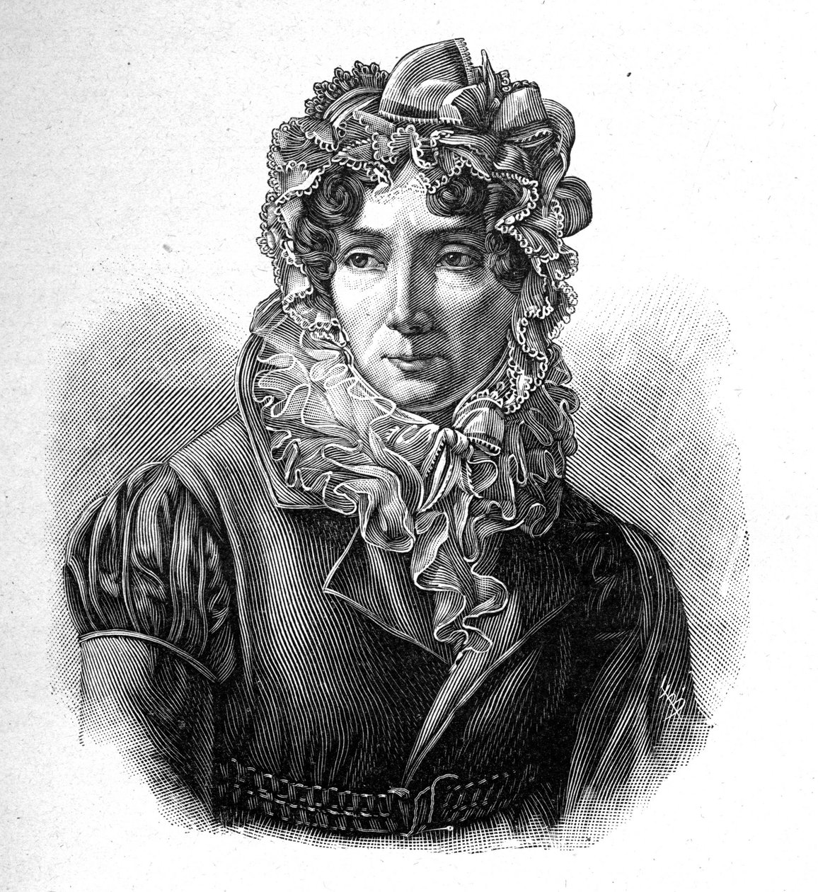 Madame de Genlis - Porträt von Stéphanie gratuliert dem Wappen von Saint Aubin (Saint-Aubin) (1746-1830), Gräfin von Genlis, französische Schriftstellerin. von Unknown artist