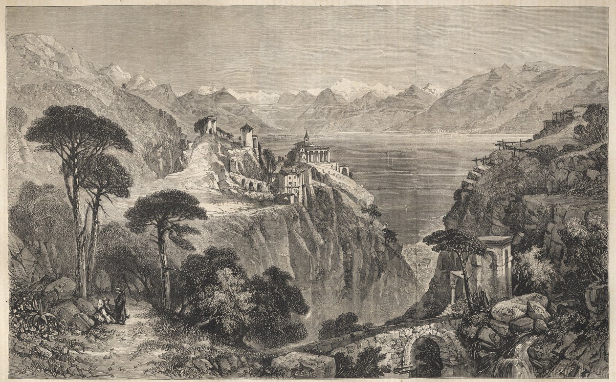 Madonna del Sasso, Schweiz - Das Kloster Unserer Lieben Frau von Sasso - in der Nähe von Locarno am Lago Maggiore - Kanton Tessin in der Schweiz - 1861 von Unknown artist