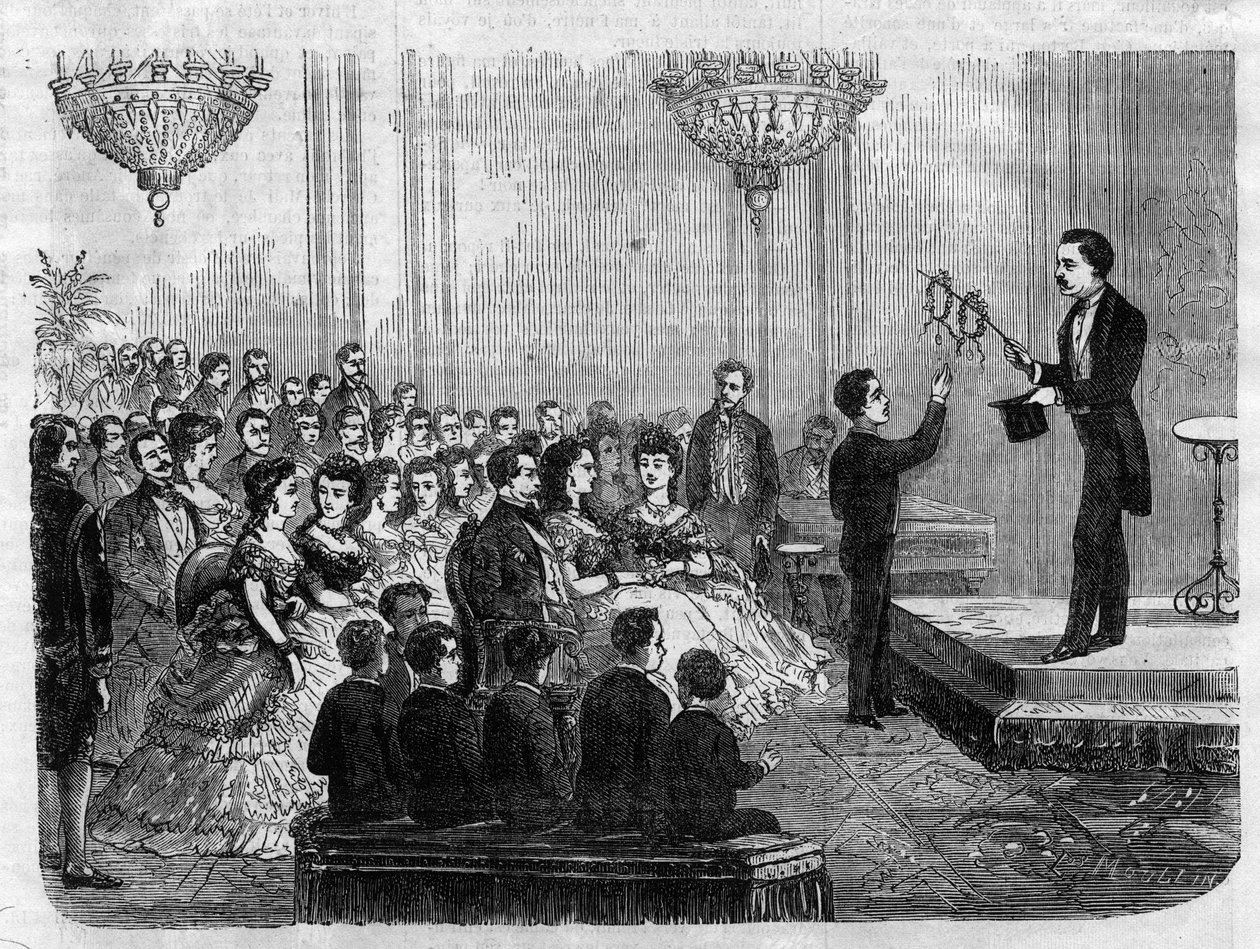 Zaubershow von Monsieur Faure Nicolay in Anwesenheit von Kaiser Napoleon III (1808-1873) und seinem Sohn Prinz Imperial (1856-1879) im Jahr 1870 von Unknown artist