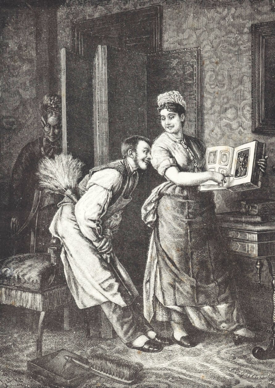 Magd nimmt sich Freiheiten und wird von der Hausherrin belauscht von Unknown artist