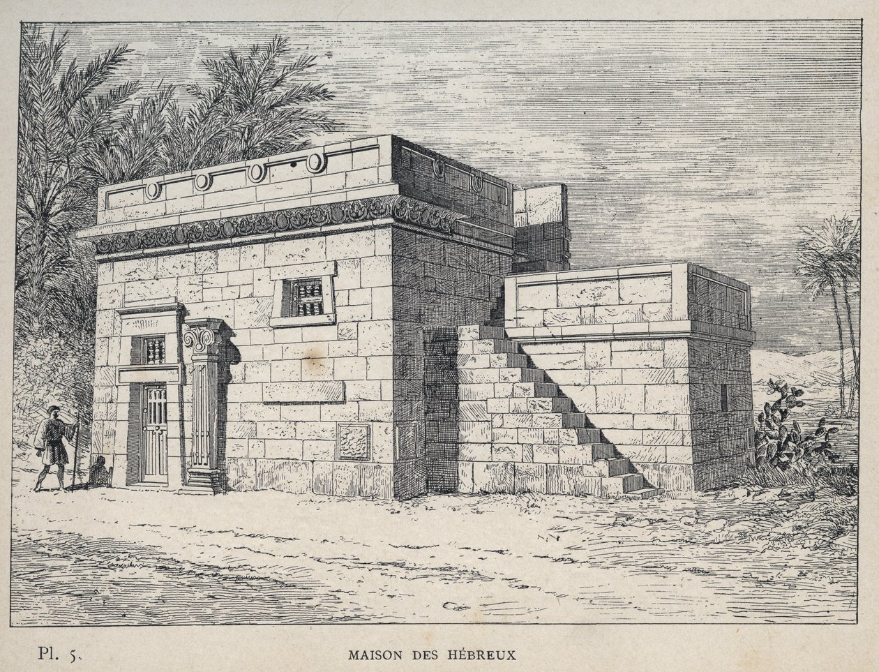 Haus der Hebräer - (Hebräisches Haus) Gravur von 1889 in „Geschichte der menschlichen Behausung auf der Weltausstellung von 1889, von Herrn Charles Garnier - Zentralbibliothek der Schönen Künste Paris 1889 von Unknown artist