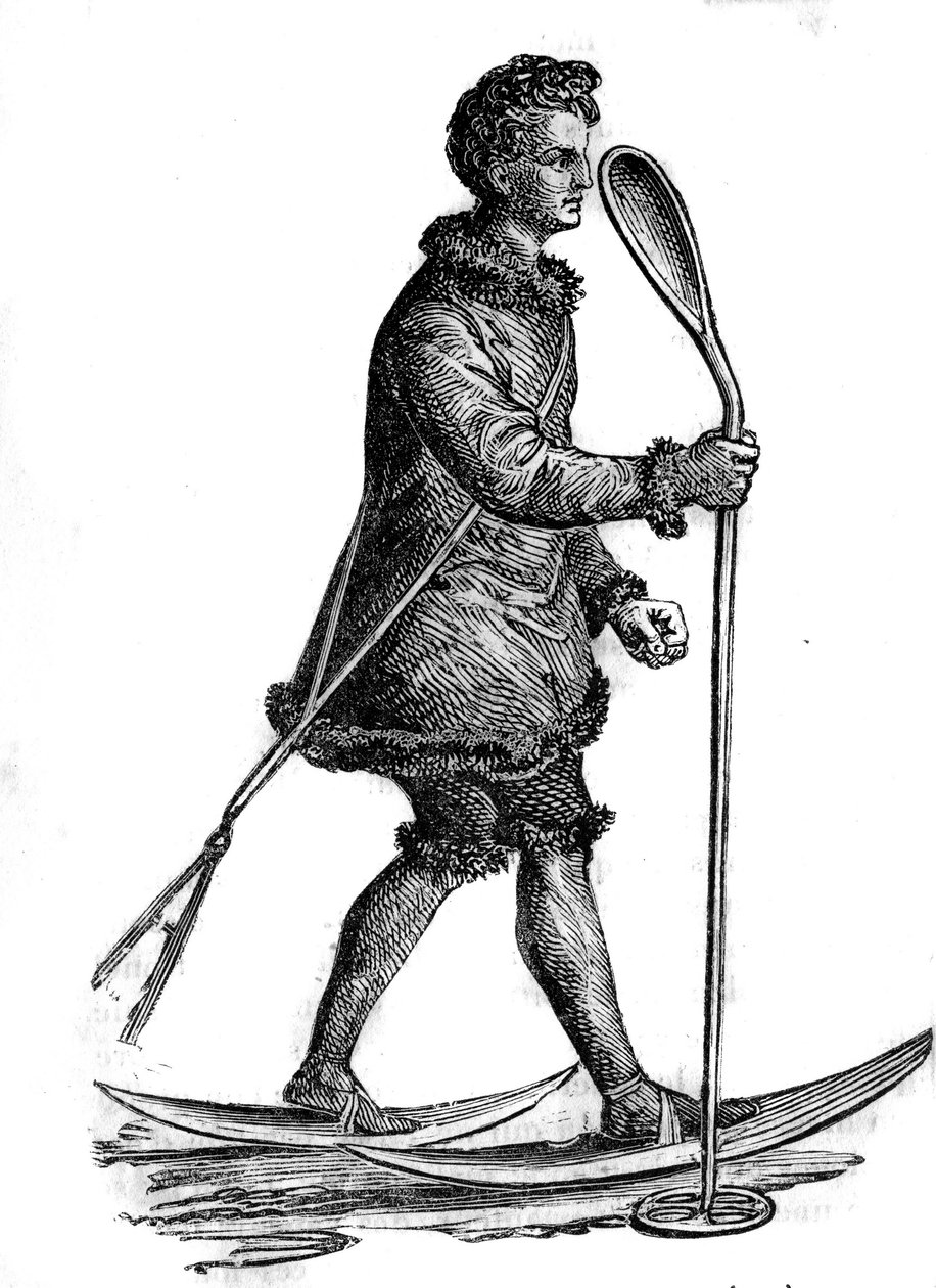 Mann in traditioneller Khanty-Tracht (Khante oder Ostiak) bei der Hermelinjagd. Die Khanty sind ein finno-ugrisches Volk, das in Westsibirien lebt von Unknown artist