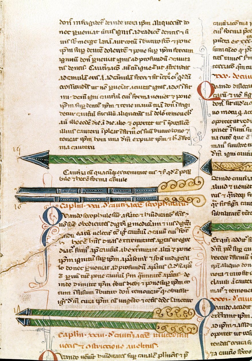 Manuskriptseite „Chirurgie“ von Guillaume de Salicet (Guglielmo da Saliceto) (1207-1270) Mönch und Arzt von Unknown artist