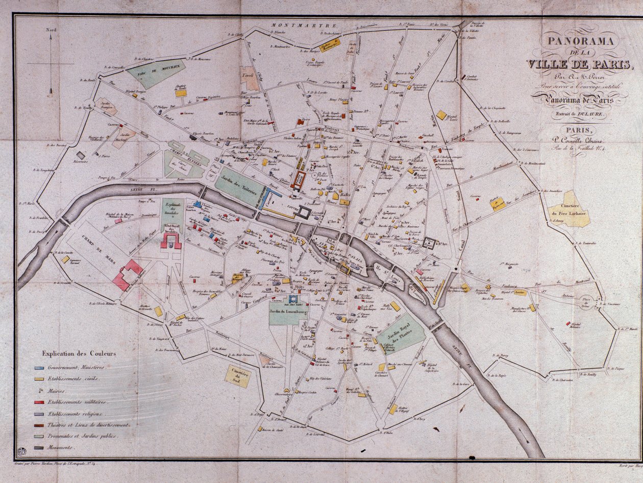 Stadtplan von Paris im Jahr 1840 von Unknown artist