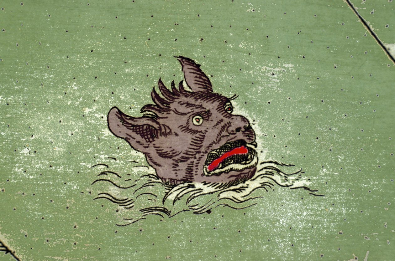 Meeresmonster mit dem Kopf eines Dämons. Detail einer Karte aus dem Atlas von Urbano Monte von Unknown artist