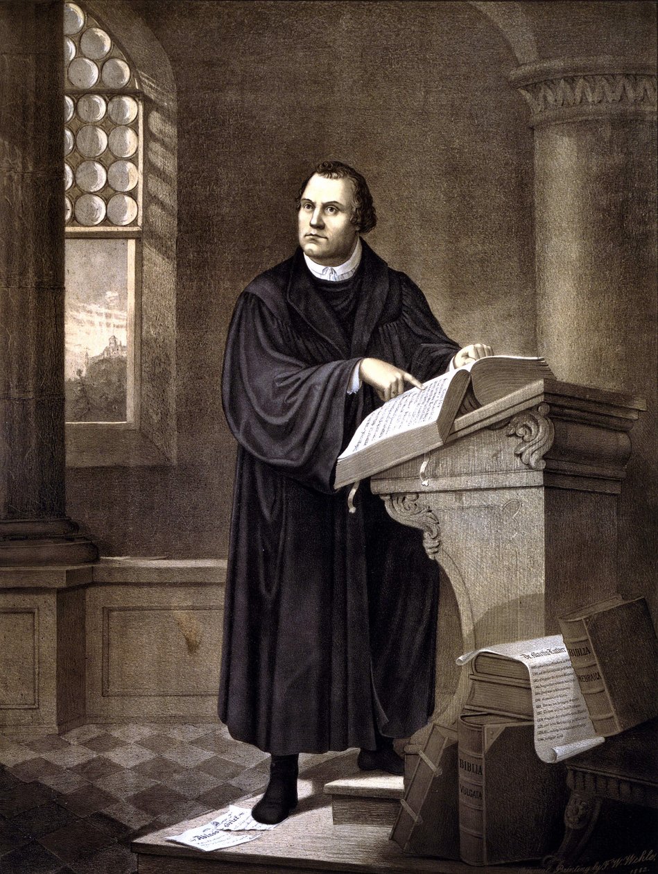 Martin Luther (1483-1546) liest in einer Kirche von Unknown artist