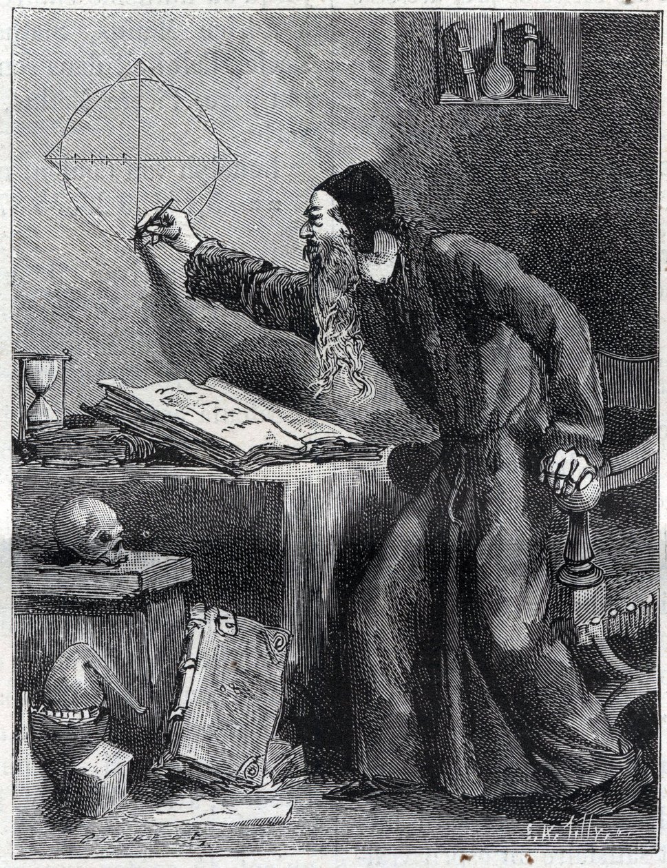 Mathematik und Geometrie: Wissenschaftlicher Forscher der Quadratur des Kreises im 16. Jahrhundert. In „La Nature“ 1890 von Unknown artist