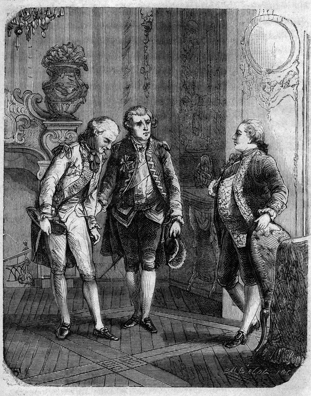 Treffen zwischen dem Grafen von Marbeuf, zum Militärgouverneur von Korsika ernannt 1772, und Pascal Paoli. In „Pasquale Paoli ossia la rotta di Pontenuovo“ von F.D. Guerrazzi. 1872. von Unknown artist