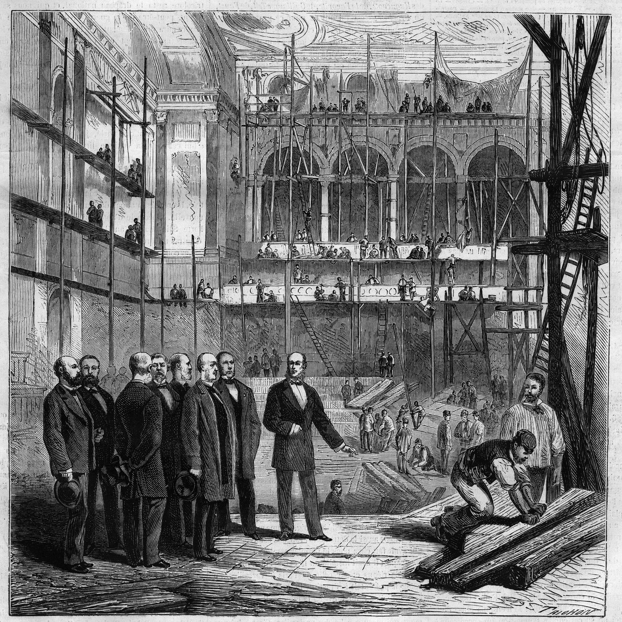 Mitglieder des ständigen Ausschusses besuchen die Arbeiten der neuen Halle der Nationalversammlung in Paris von Unknown artist
