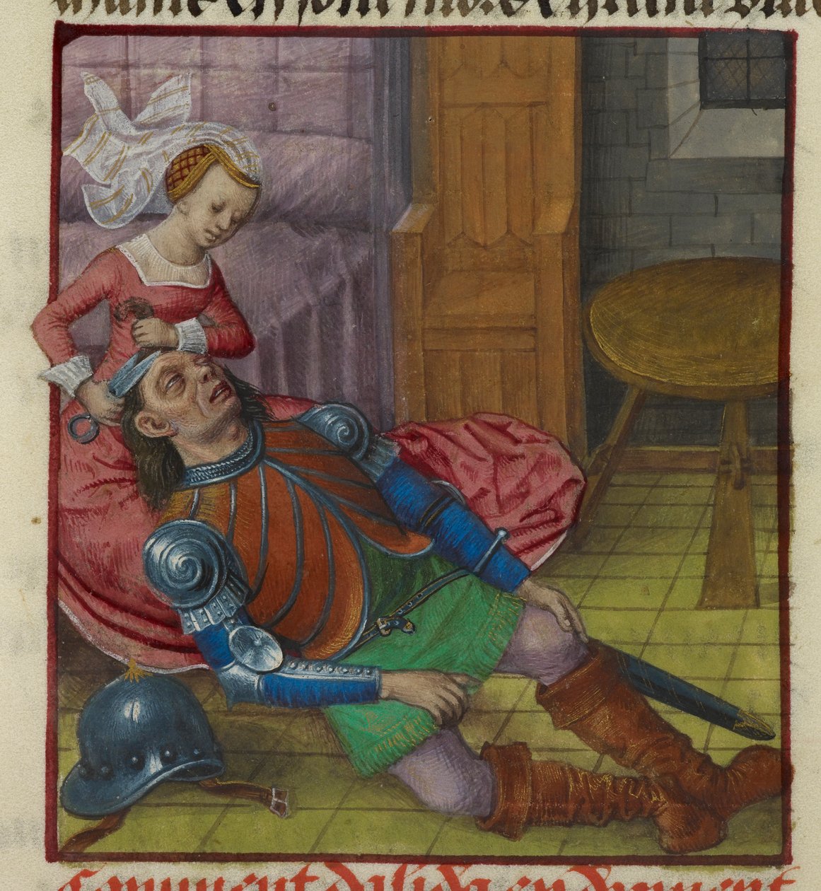 Miniatur von Delilah, die Samson die Haare schneidet, aus 