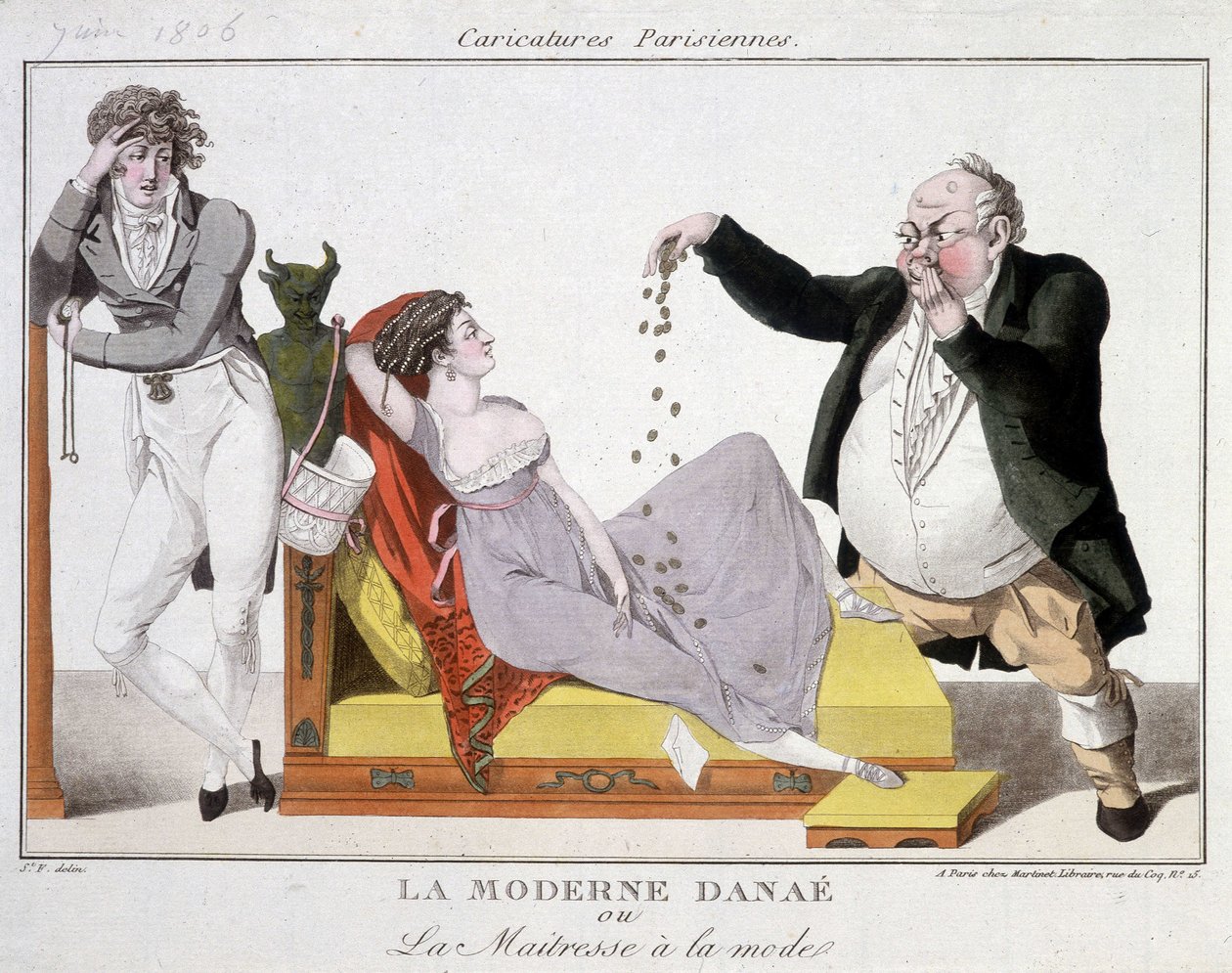 Moderne Danaë oder die modische Bürgermeisterin (Prostitution) - Karikatur von Unknown artist