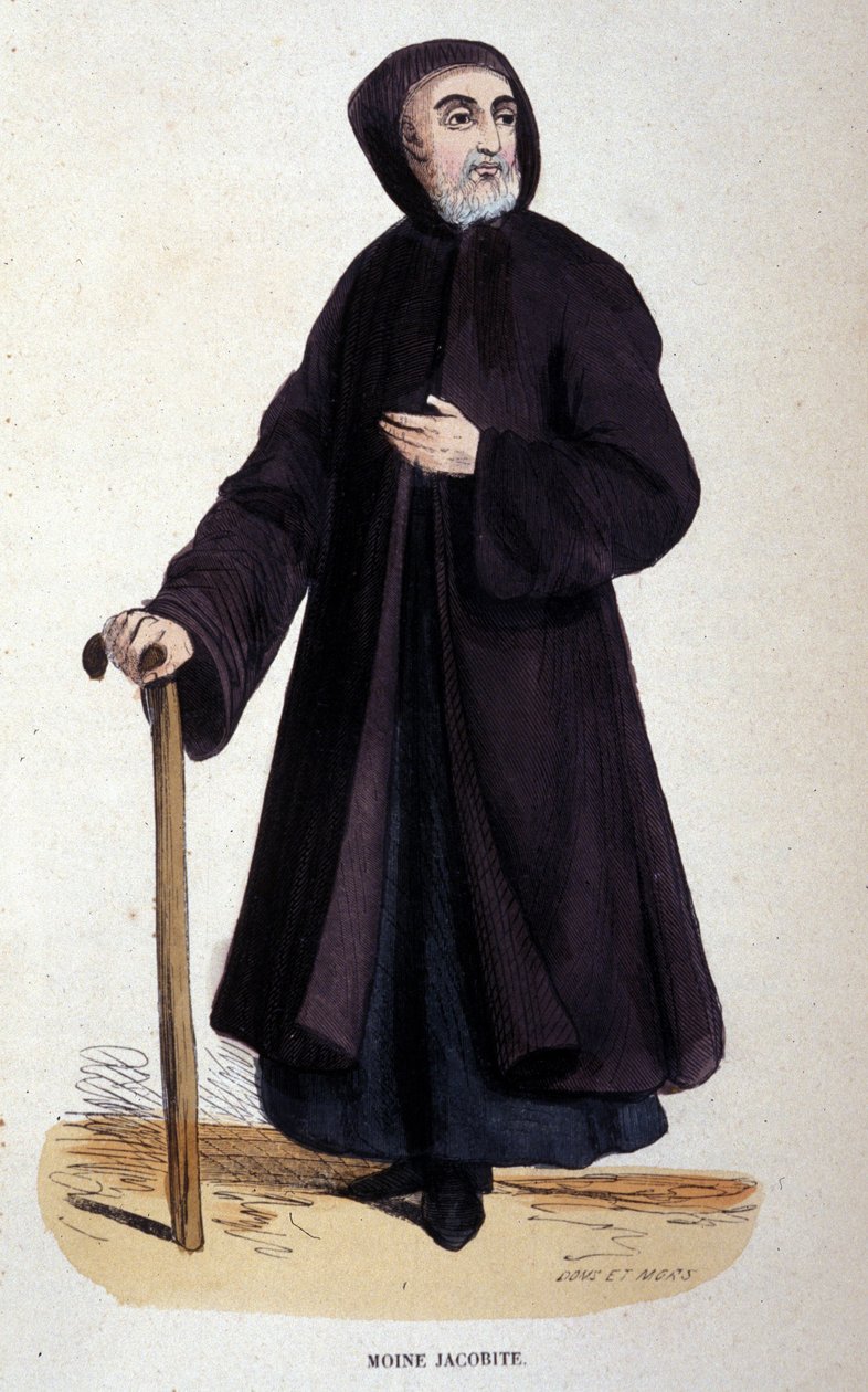 Jakobitischer Mönch. Gravur aus einem Album über religiöse Orden, Paris von Unknown artist