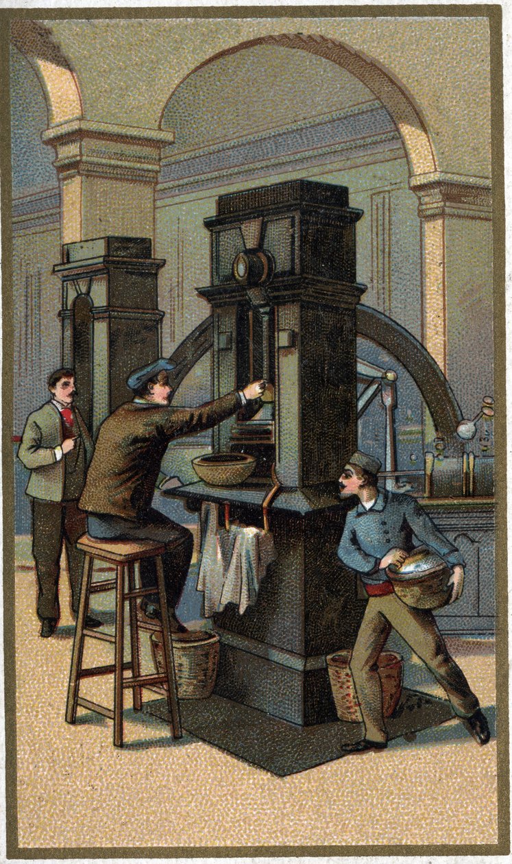 Münzpresse Chromolithographie Ende des 19. Jahrhunderts von Unknown artist