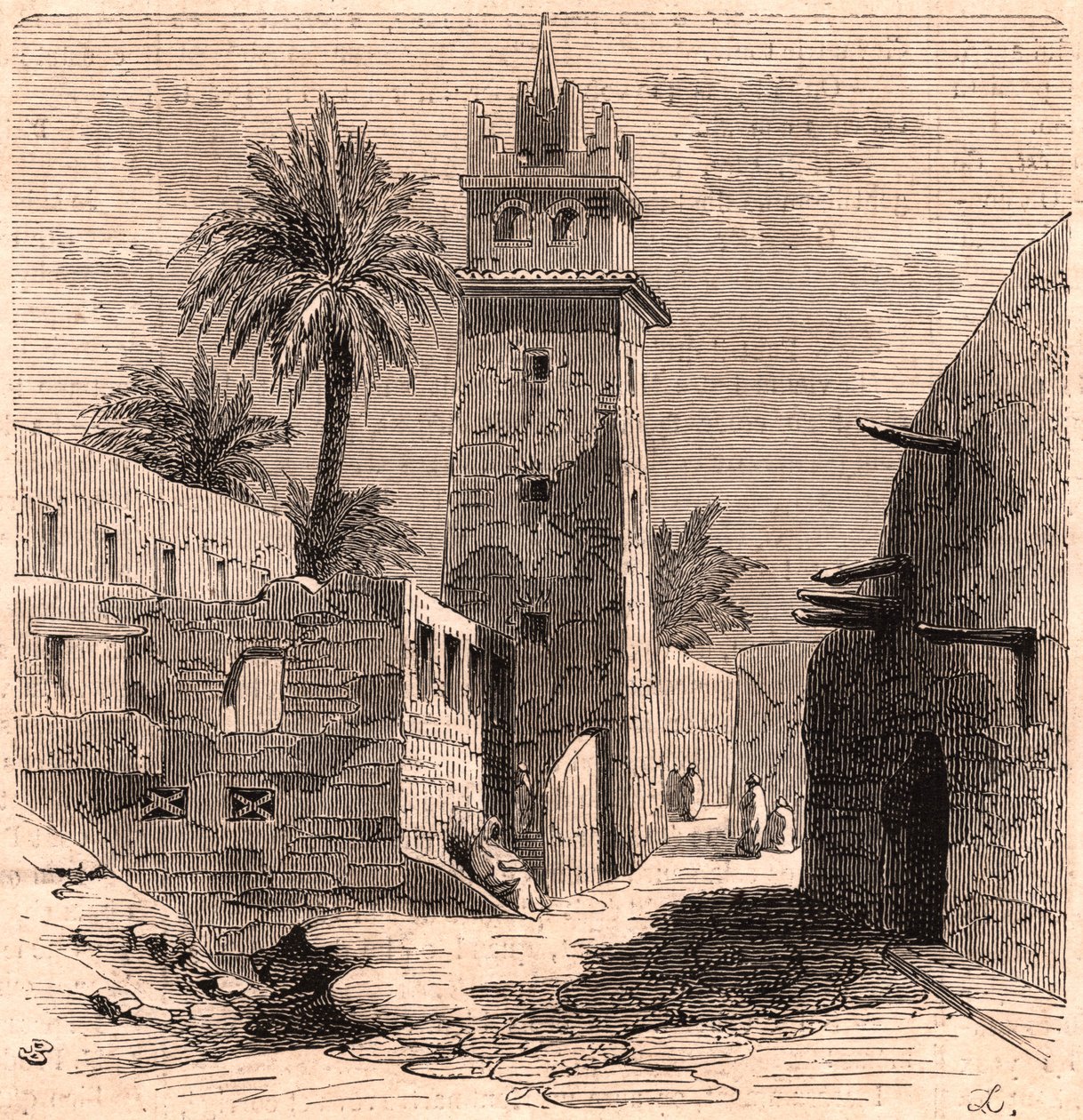 Moschee im alten Biskra (Biskra) in Algerien im Jahr 1866 von Unknown