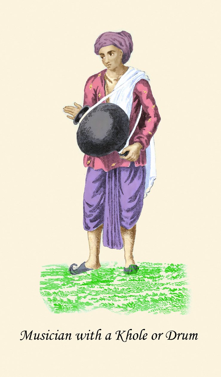 Musiker mit einer Khole oder Trommel von Unknown Artist