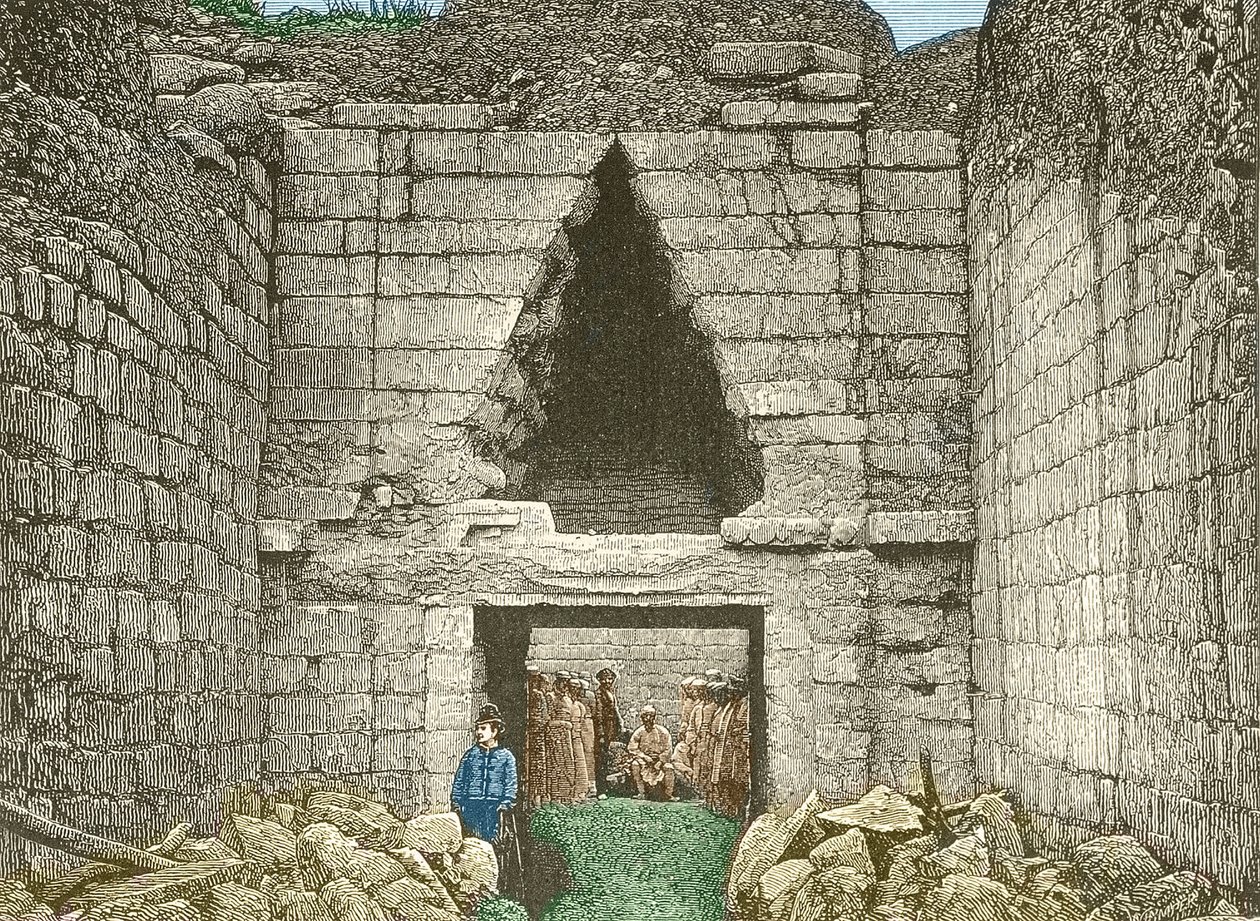 Mykene, das Löwentor entdeckt von Schliemann von Unknown artist