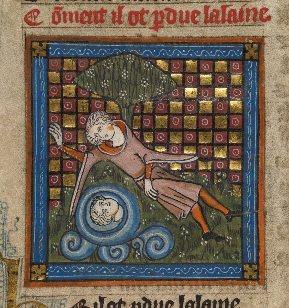 Narziss bewundert sein Spiegelbild in einem Brunnen, aus 