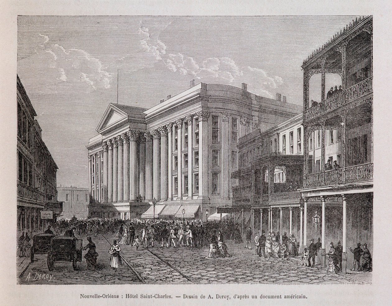 New Orleans: Hotel Saint-Charles - in „Le tour du monde“, 2. Semester 1876 von Unknown artist