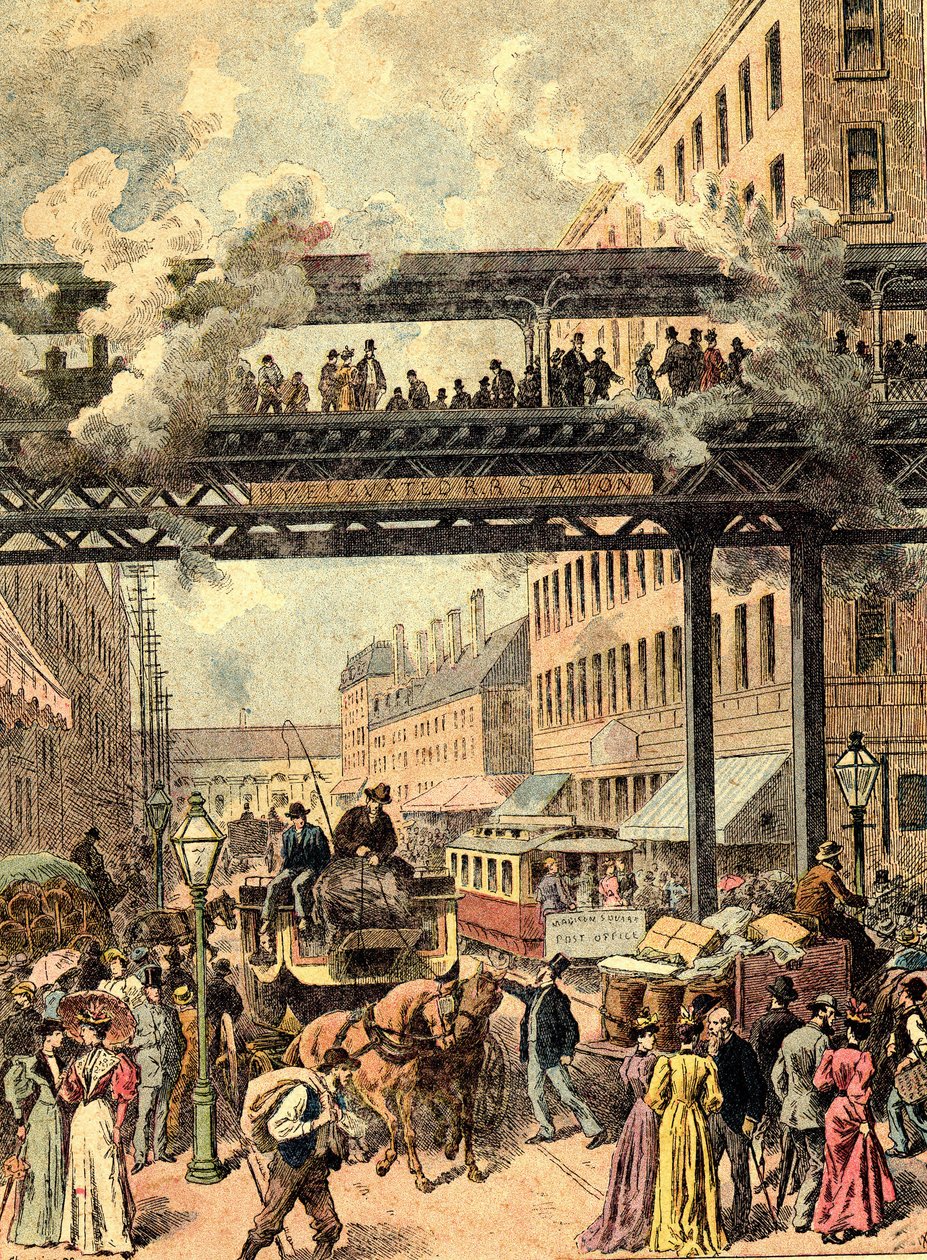 New Yorker Straße. In „Die Völker der Erde“ 1890. von Unknown artist