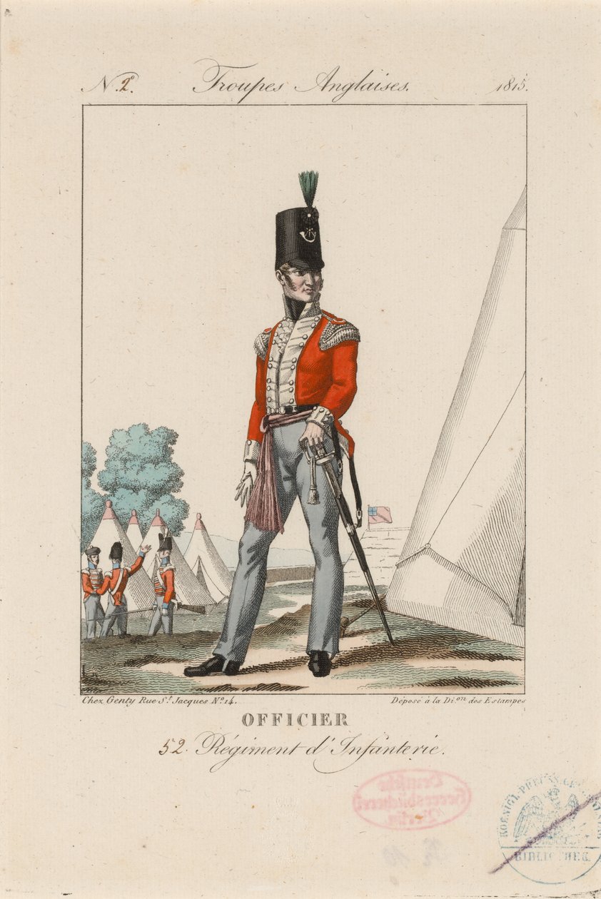 Offizier 52. Infanterieregiment, ca. 1815 von Unknown artist