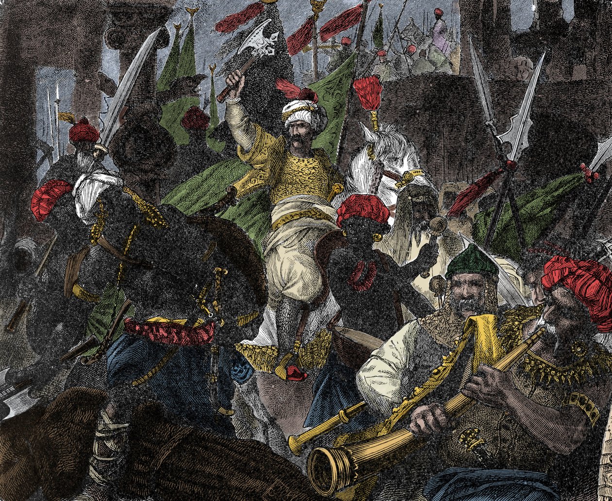 Am 29. Mai 1453, Sturm auf Konstantinopel durch Muhammad II., Sultan des Osmanischen Reiches - Eroberung von Konstantinopel: die Armee des osmanischen Sultans Mehmet II. (Mehmed II. der Eroberer oder Muhammad II. Fatih) (1430-1481) belagerte die Stadt Kons von Unknown artist