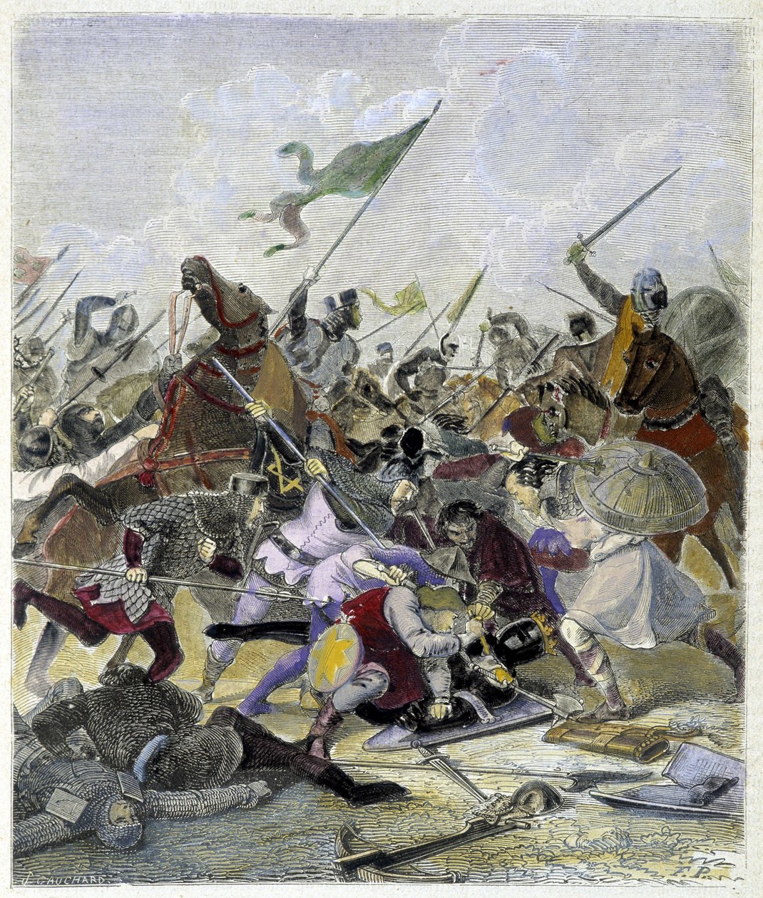 Otto I. (912-973) überrascht von den Rebellen in Rom - in „Histoire des papes“ von Maurice Lachatre von Unknown artist