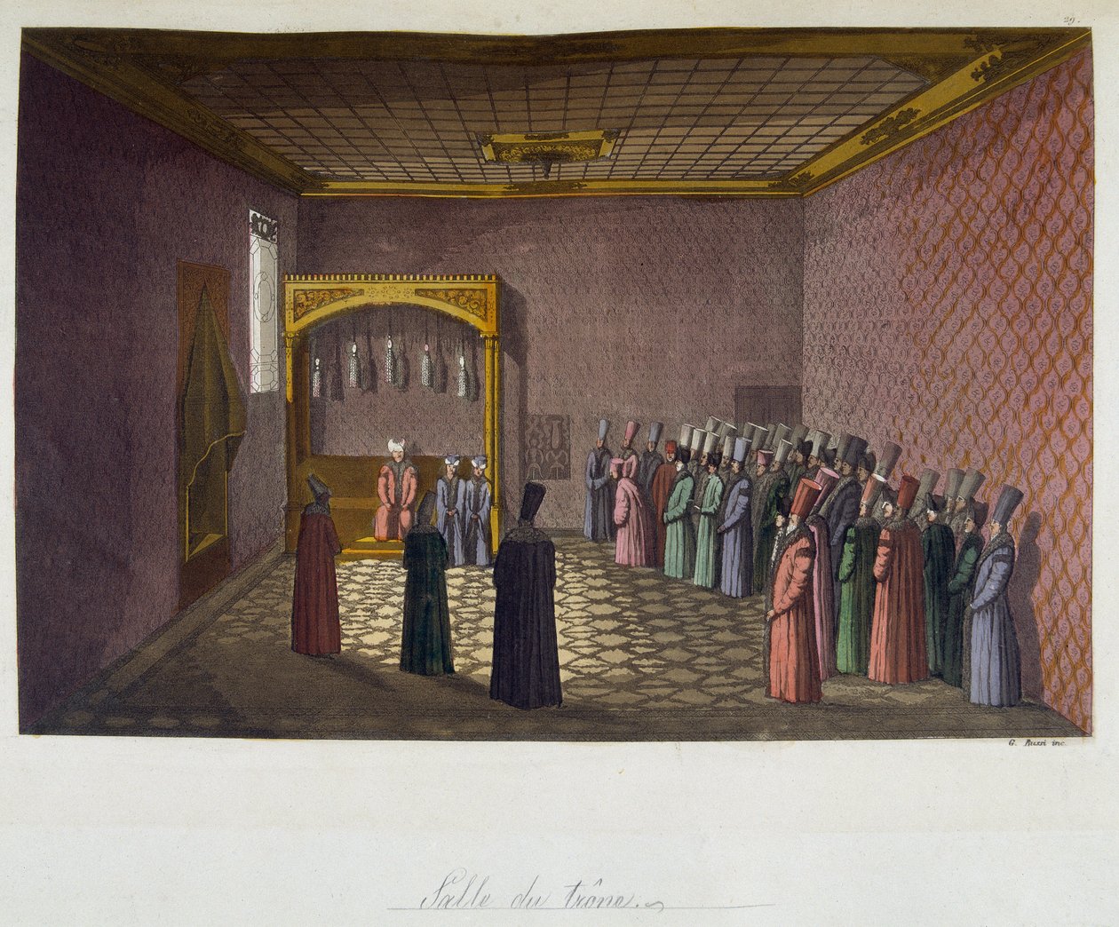 Osmanisches Reich: Die Thronhalle - in „Die alte und moderne Tracht“ von Ferrario, ed. Mailand von Unknown artist