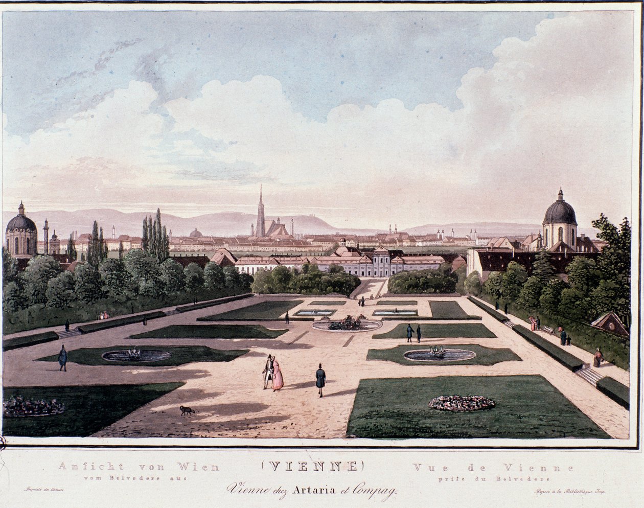 Überblick über Wien vom Belvedere, Österreich. Gravur von 1830 Private Sammlung von Unknown artist