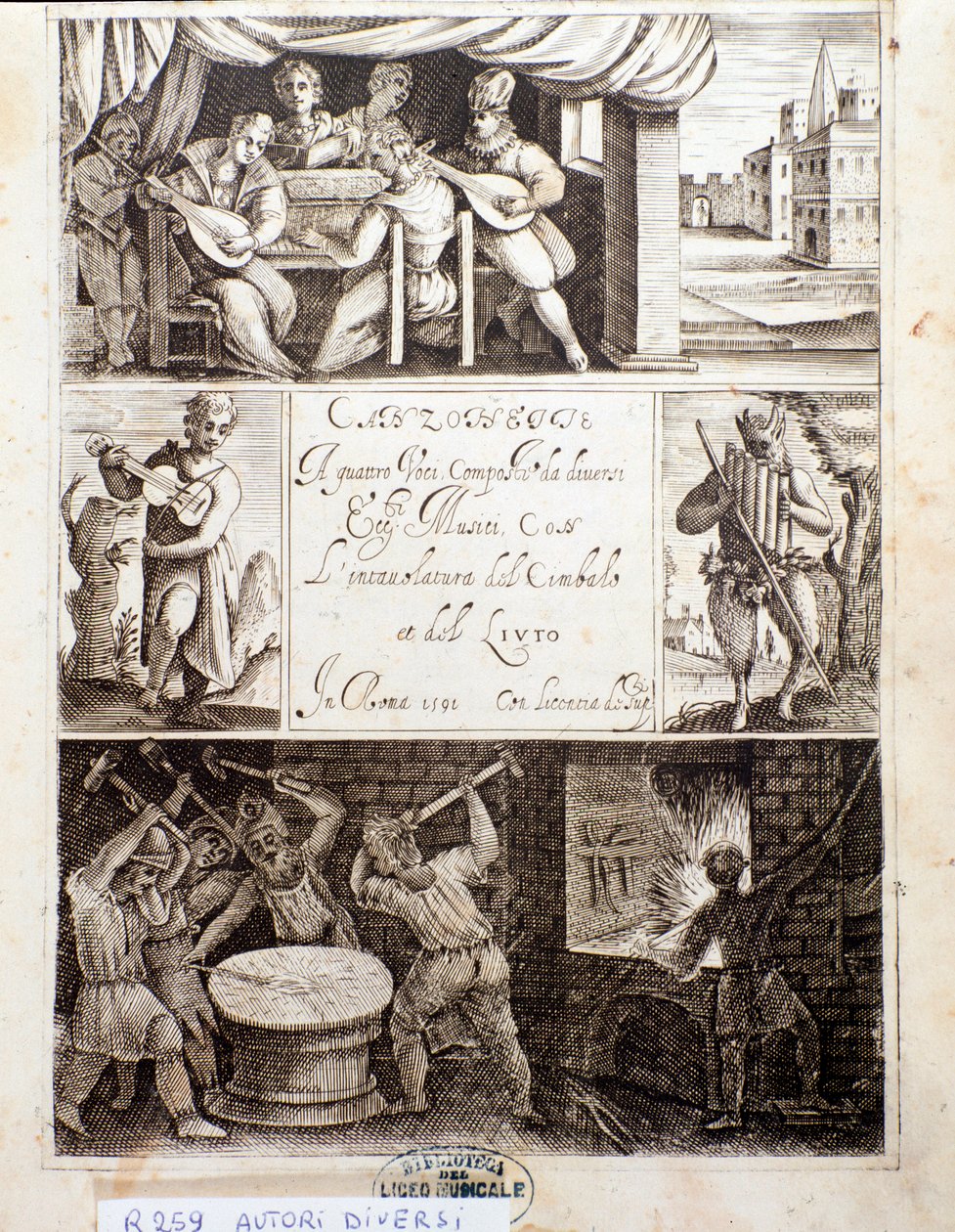 Seite von Illustrationen für verschiedene Lieder (Radierung) von Unknown artist