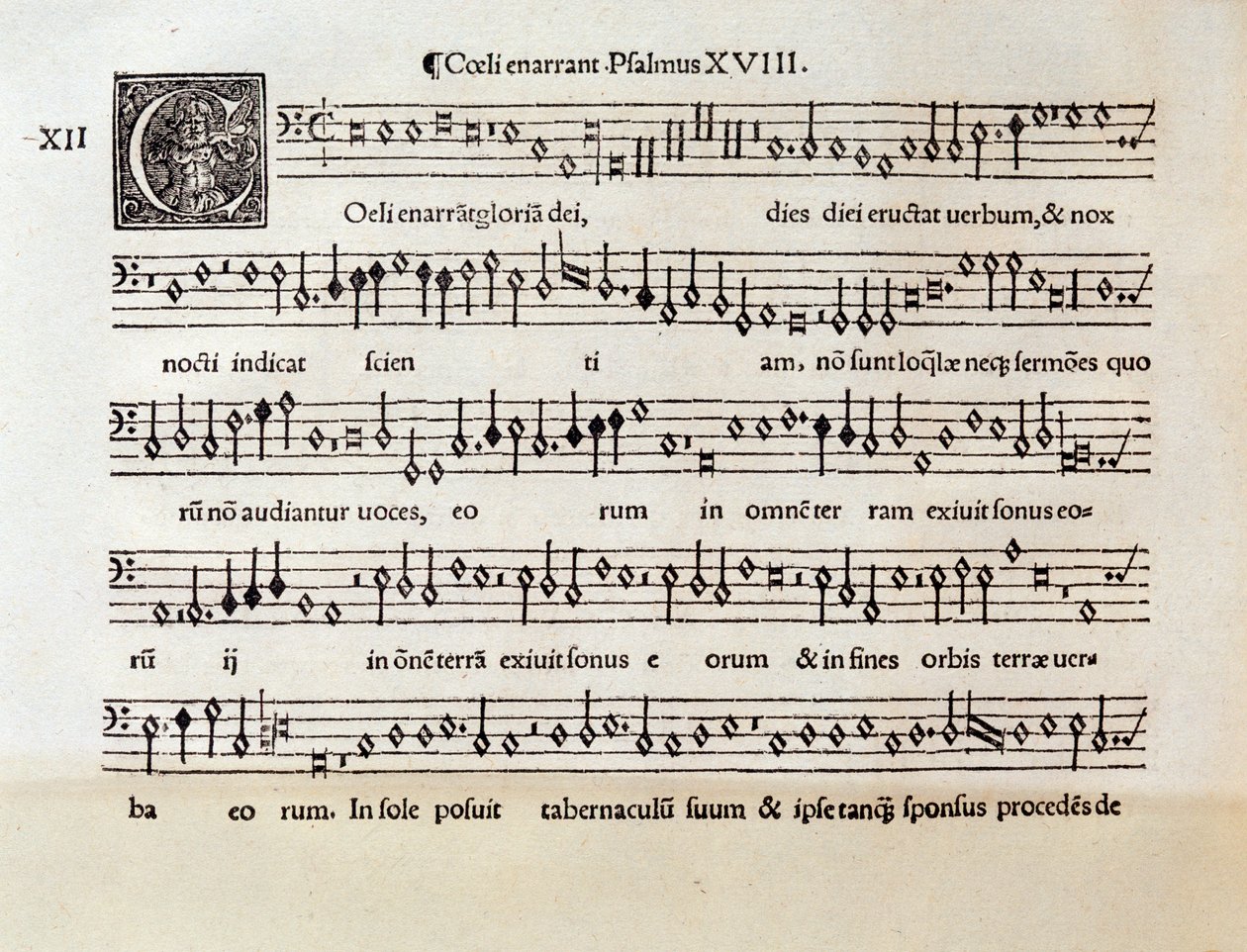 Seite der Partitur von Coeli enarrant Psalm XVIII von Willaert (1538) von Unknown artist