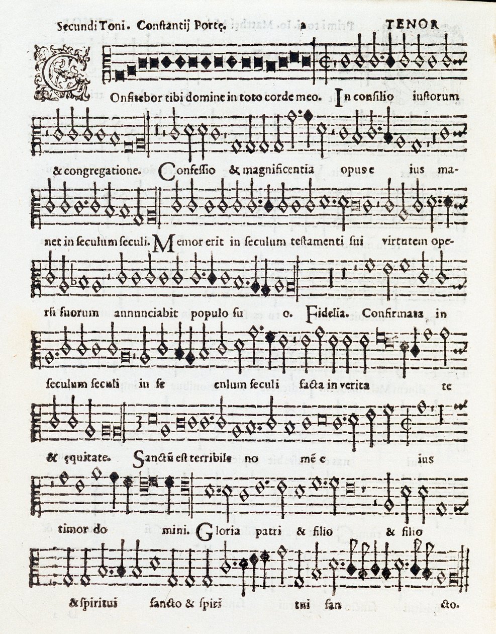 Seite der Partitur von Confitebor tibi domine Psalm gewidmet Palestrina von Costanzo Porta von Unknown artist