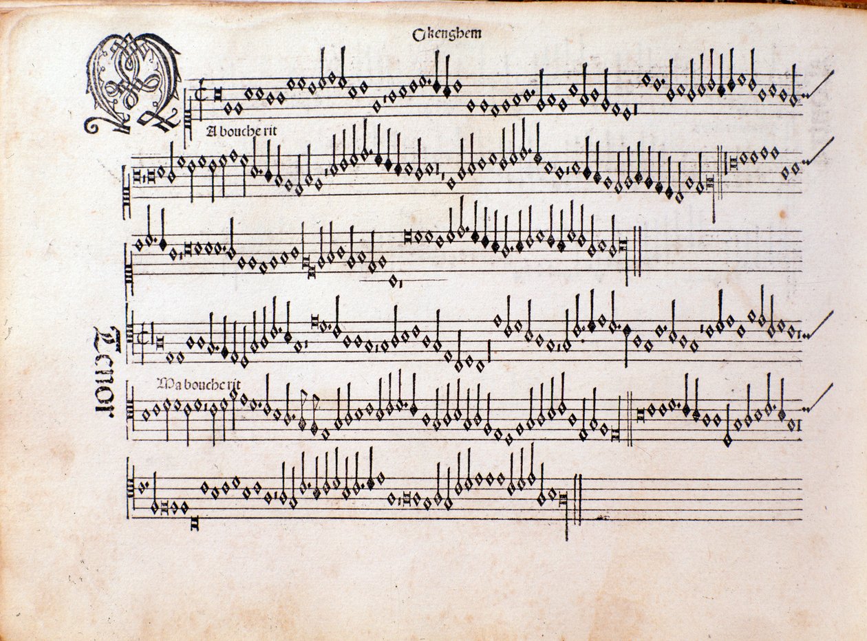 Seite der Partitur von Harmonice Musices Odhecaton von Ottaviano Petrucci (1501) von Unknown artist