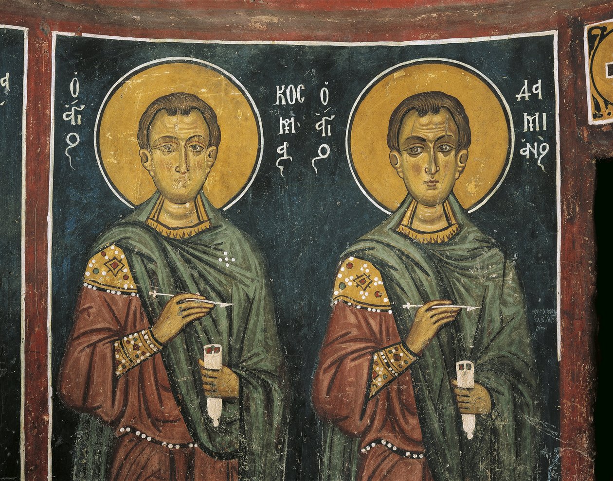 Gemälde von St. Cosmas mit St. Damian, Panagia Ties Asinou Kirche, Nikitart, Zypern von Unknown artist