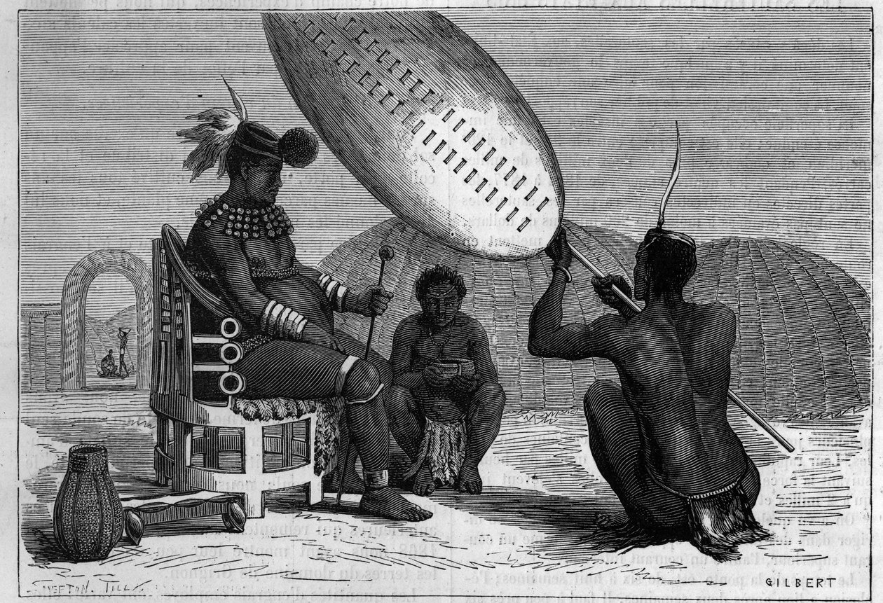 Panda, verstorbener König der Zulu. Gravur in „La Nature: revue des sciences et de leurs applications aux arts et a l