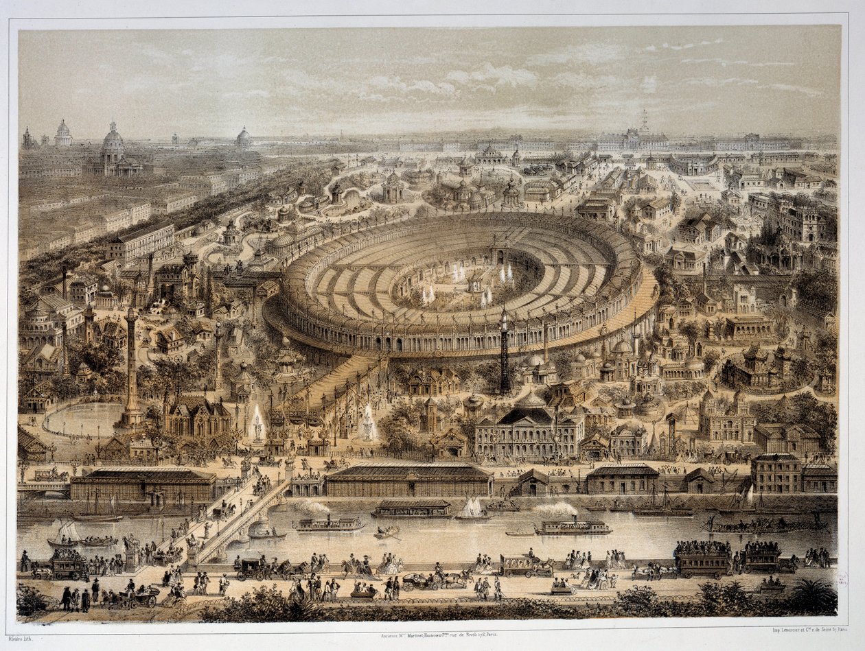 Panoramablick auf die Weltausstellung 1867 in Paris von Unknown artist