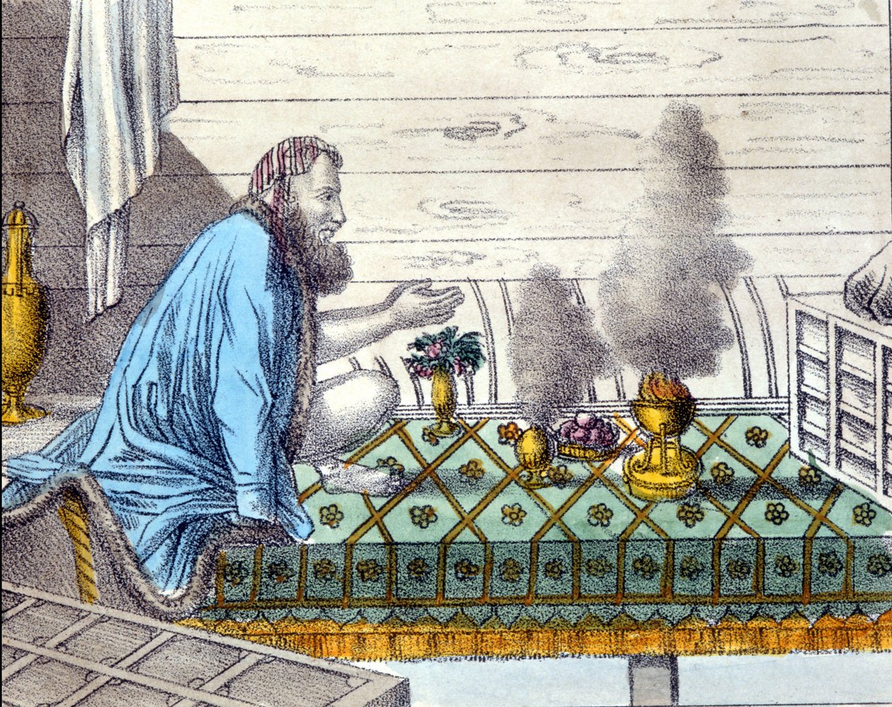 Parsen (Nachkommen der Zoroastrier aus Persien, die ab dem 8. Jahrhundert nach Indien auswanderten) bei der Feueranbetung von Unknown artist