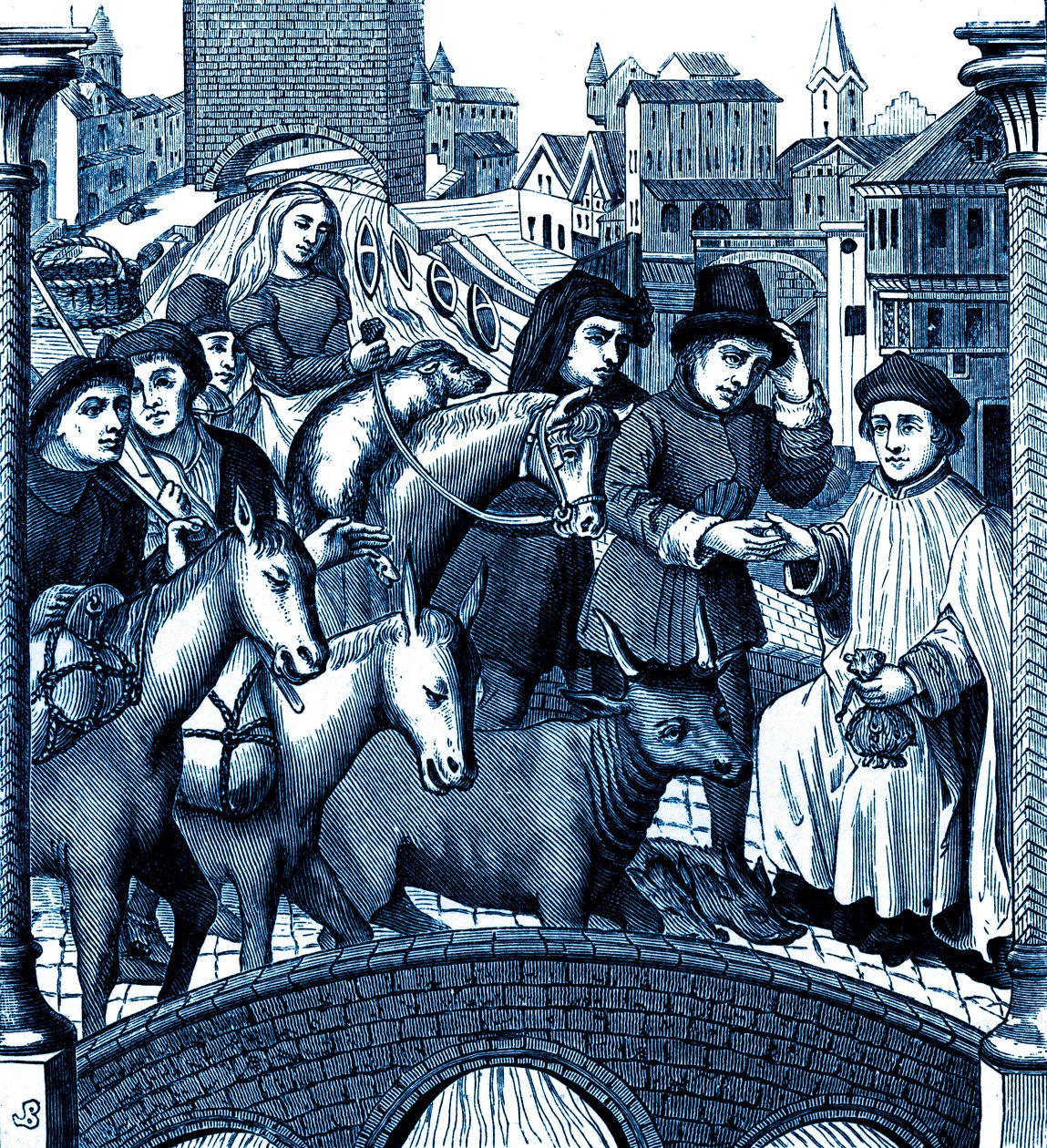 Mautzahlung beim Überqueren einer Brücke in Tournai von Unknown artist