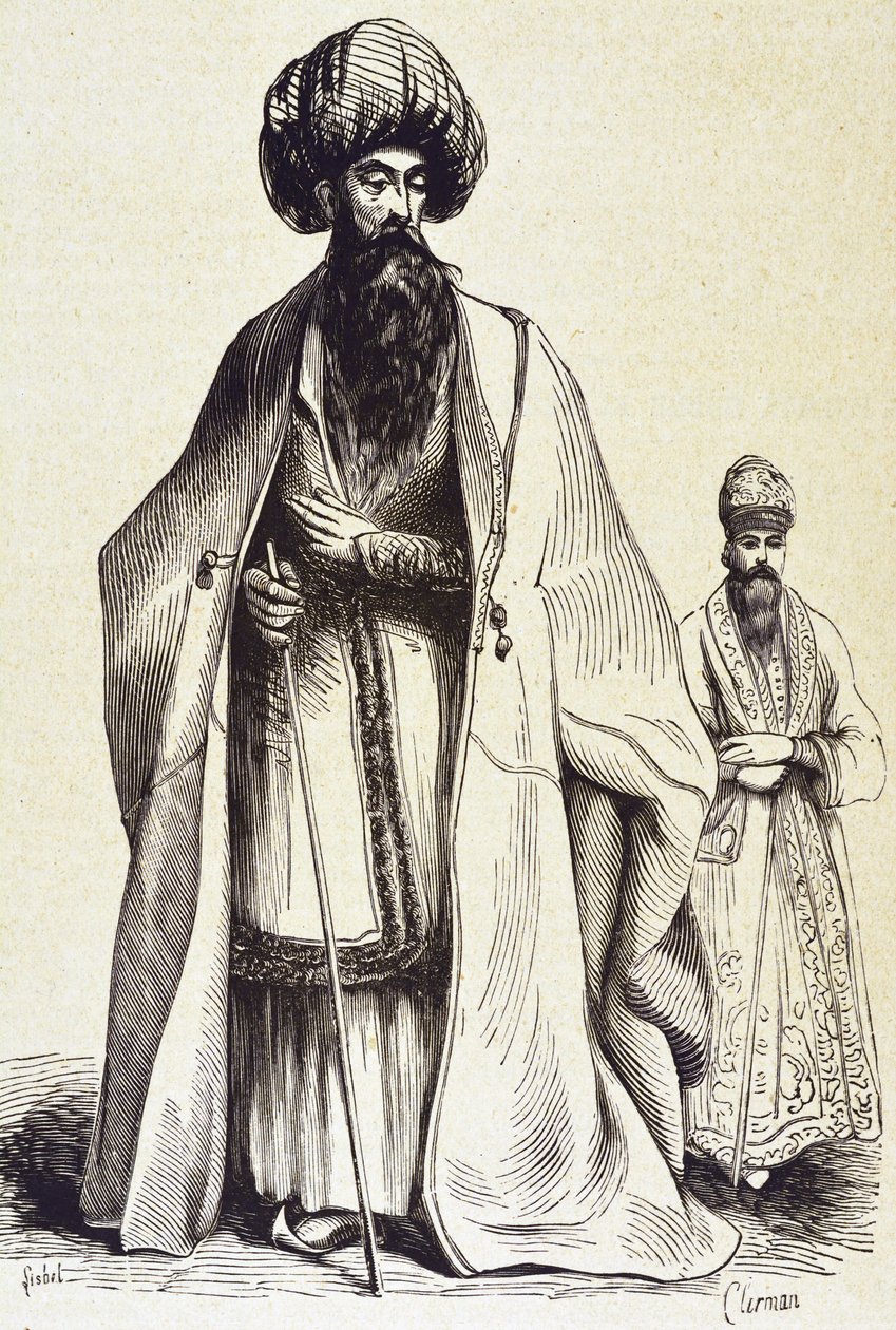 Persien (19. Jh.). Mollach und Zeremonienmeister. Gravur. Private Sammlung von Unknown artist
