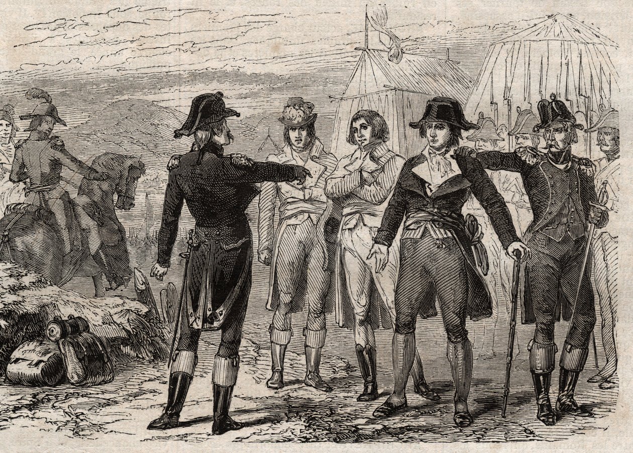 Pierre Antoine Antonelle (Pierre-Antoine Antonelle) (1747-1817) und seine Freunde wurden auf Befehl von Lafayette verhaftet - Gravur in „Dictionnaire populaire illustré“ - 1864 - von Joseph Decembre und Edmond Allonier von Unknown artist