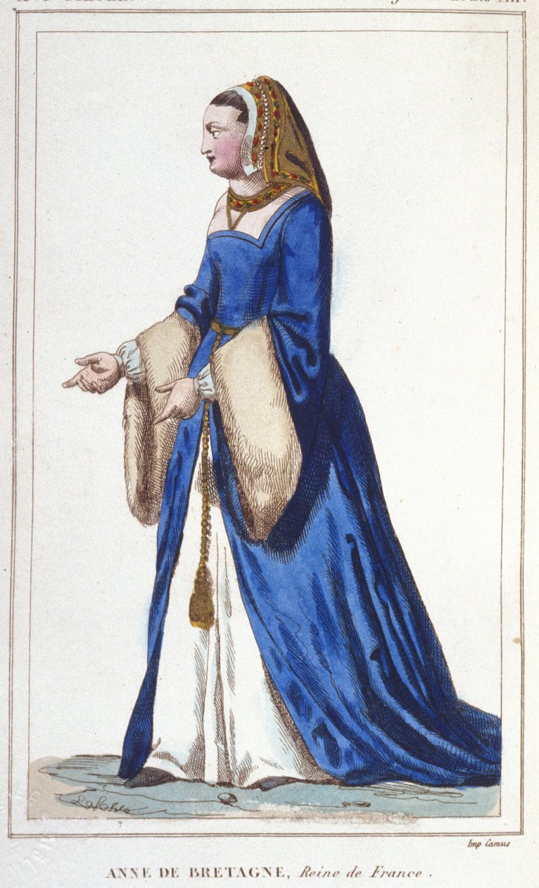 Porträt von Anne von Bretagne (1476-1514), Königin von Frankreich, Ehefrau von Karl VIII. und dann Ludwig XII. Gravur von 1830 von Unknown artist