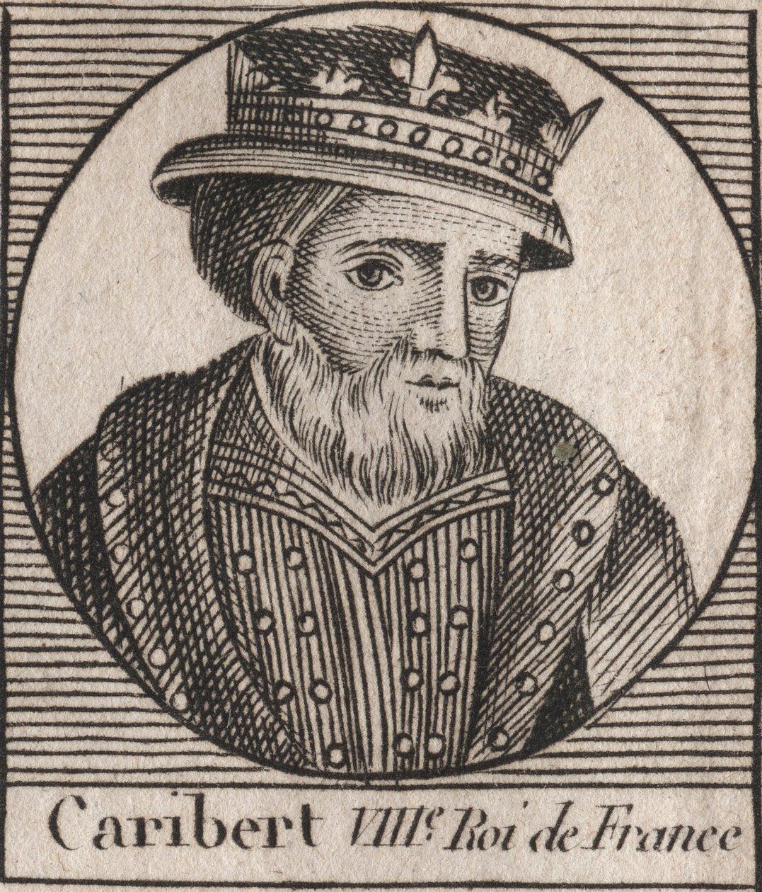 Porträt von Caribert, König der Franken (561-567) - Caribert oder Charibert (gest. 567) König der Franken - Gravur aus „Instruction sur l